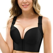 Bras Women Front Closure\u0026Wide Straps Longline Cup Full Coverage Push Up Bra